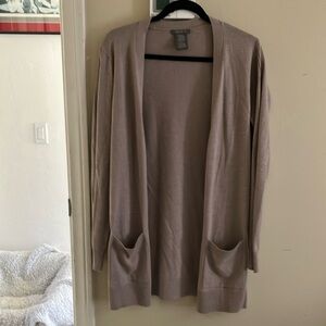 Matty M Tan Cardigan Sweater Open Front Long Knit
